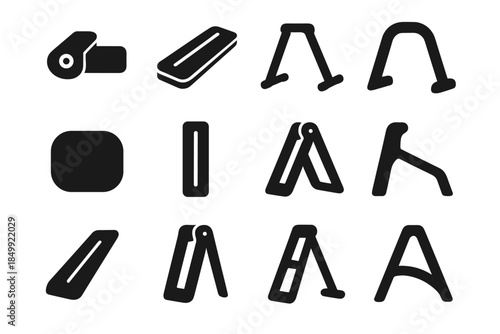 Support foot vector compact bar stand hinge arc icon folding bike tile