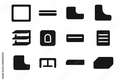 Arc compact icon corner vector contour bar stack shoe rack band frame