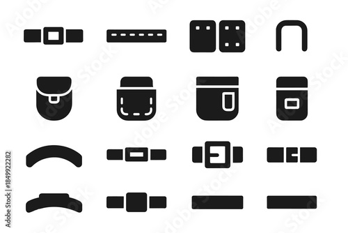Edge belt icons support icon cavity strap tool vector pads line base