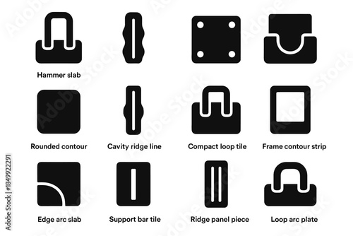 Line contour plate ridge compact icons belt tile frame tool icon vector