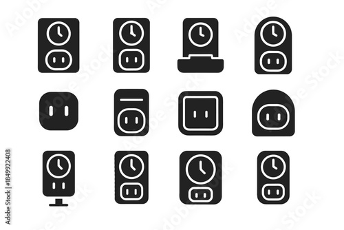Timer icon panel vector bar contour smart tile slab blank plug edge