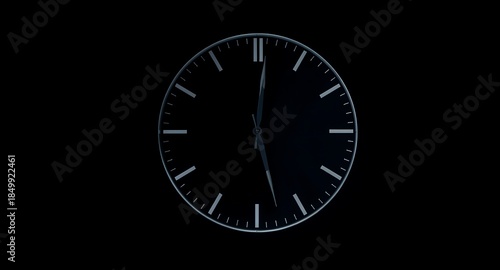 Wallpaper Mural Modern minimalist clock on black background Torontodigital.ca