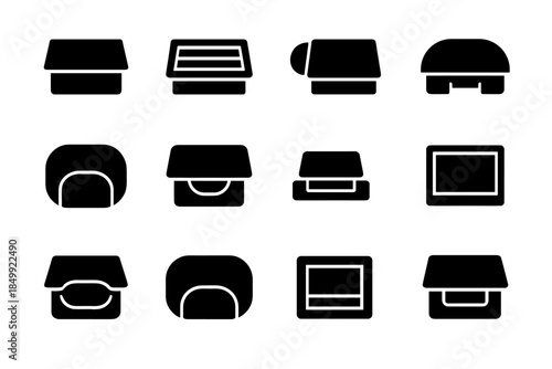 Icon strip piece icons flip vector grommet bar arc cavity lid entry