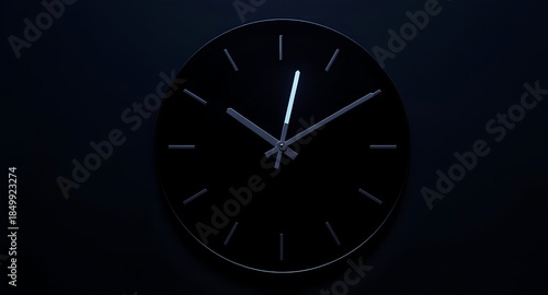 Wallpaper Mural Modern clock with glowing blue hands on dark background Torontodigital.ca