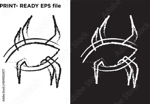Hand Drawn Dripping Eye Sketch Illustration – Abstract Melting Eyelash Grunge Line Art Vector