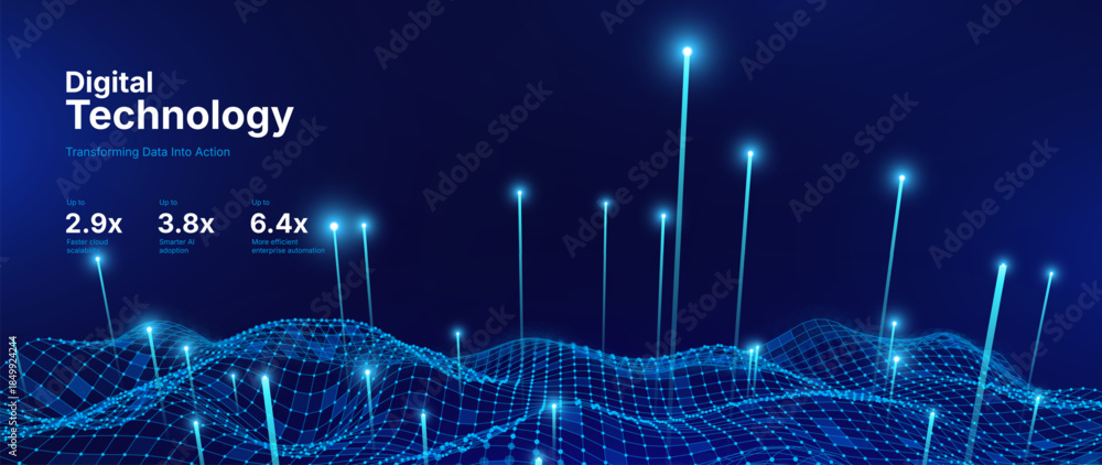 Naklejka premium Business Invest Finance Graph Chart of Stock Market Trading Blue Background. Digital Financial Investment Backdrop. Graph Stock Market Lines. Vector Illustration.