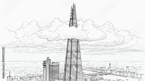 The shard skyscraper architecture landmark in london city vector sketch