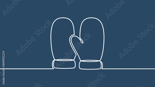 minimalist blue background with of winter mittens, vector illustration	