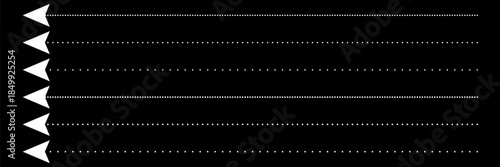 Set of long dashed, dotted lines. Different lines for notebook pages, divider border