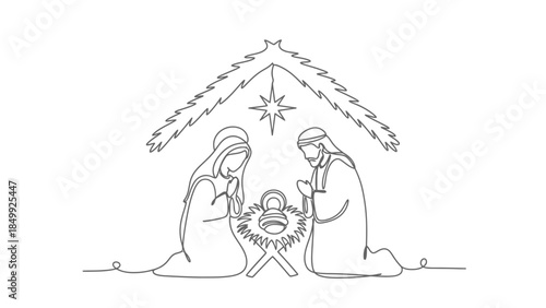 woman and wife praying one line drawing