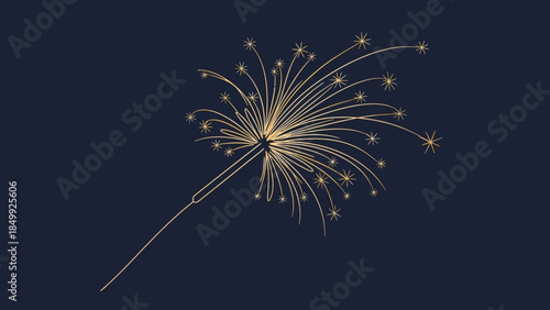 gold sparkler on dark blue background