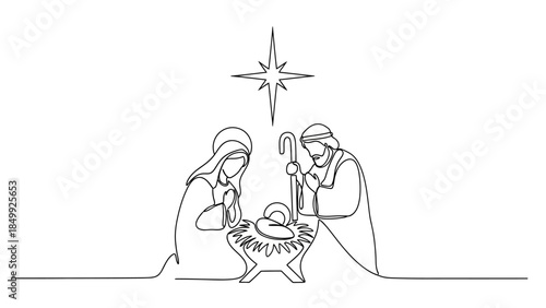 mother and father praying line art