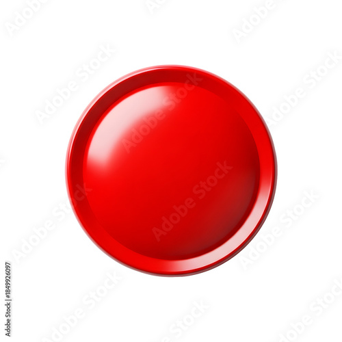Red shiny button on transparent background