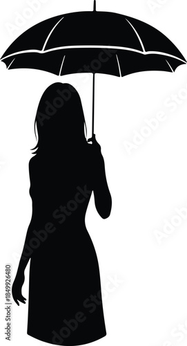 Elegant woman holding umbrella in stylish silhouette