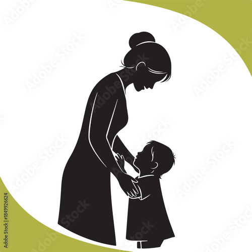 Loving mother and child sharing a tender moment together in silhouette