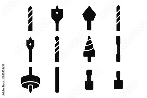 Vector disc hex spiral spade bits holder ridge drill icon contour countersink
