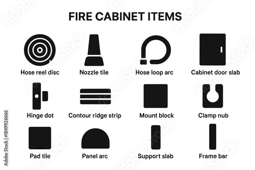 Support vector pad icons strip cabinet hose nub fire clamp icon panel