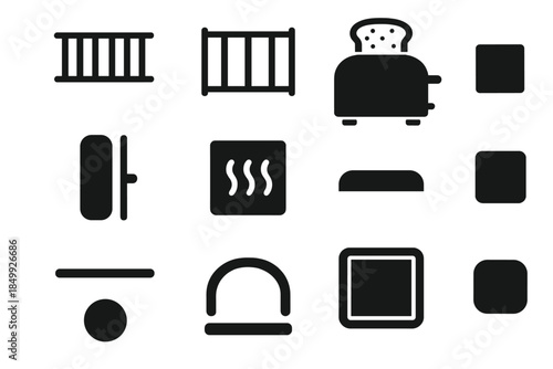 Contour top block crumb lever ridge set toaster icon plate vector hinge