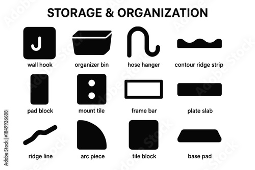 Pad vector slab line icons storage bar hanger icon set block arc