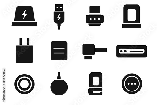Accessories tip icons power charging icon ridge base cable connector vector plate