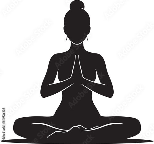 Woman in peaceful yoga pose for mindfulness and relaxation