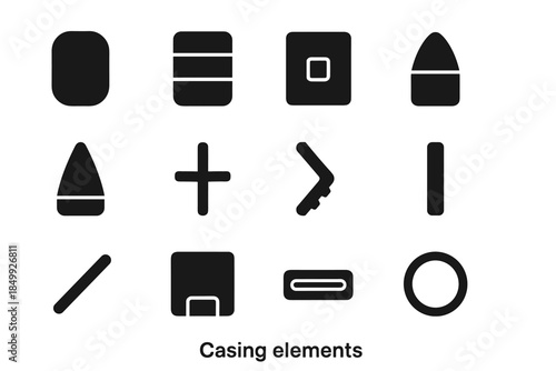 Rib ridge shell elements casing vector cone icon outer body compact tile