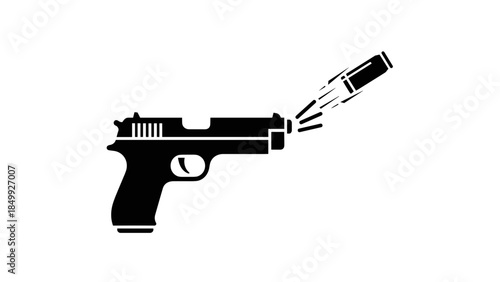 Handgun Firing Bullet Illustration.