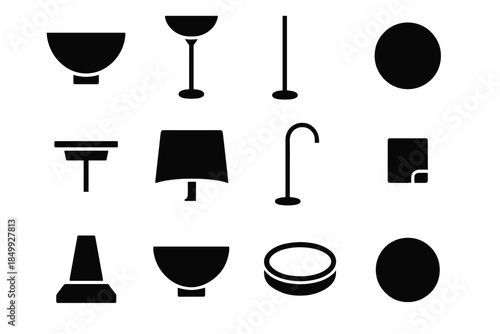 Lamp icon modern vector contour disc body ridge band bowl uplight soft