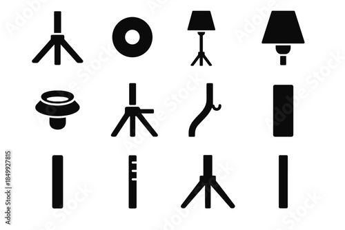 Pole joint lamp icons tripod vector plate collar upright icon bar tile