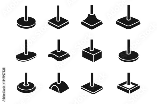 Vector icons icon panel strip structural plate frame stabilizer lamp round base