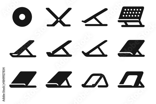 Slim bar contour foldable thin stand vector laptop brace disc pad icon