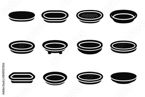 Cradle dish icon icons rest oval slab contour bottom band vector