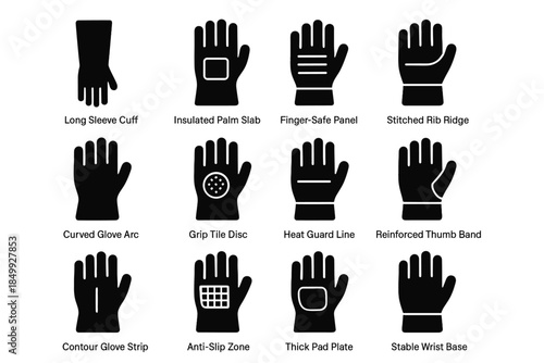 Base glove line insulated icon guard vector heat thick palm gloves arc