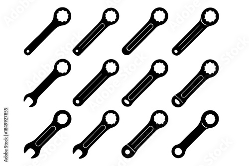 Vector slab box strip ridge icon disc end handle icons contour wrench