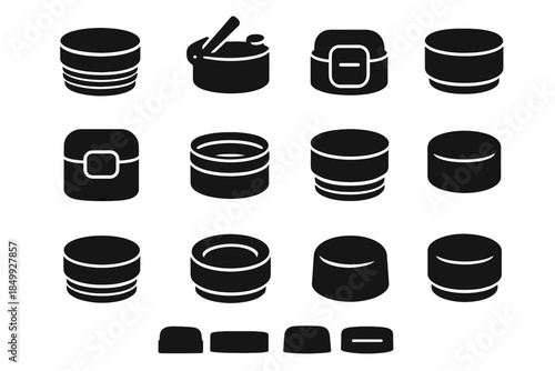 Lid cap bead vector flat icon bottle slab ridge silicone contour strip