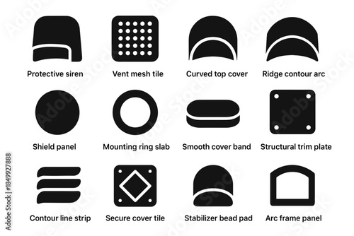 Icon siren frame structural contour tile slab mounting vector cover arc curved