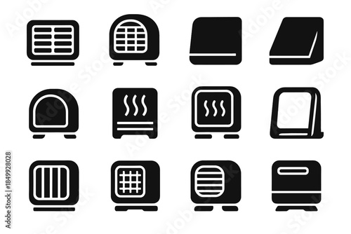 Outlet mini slot slab vector bar icons icon heater intake arc desk
