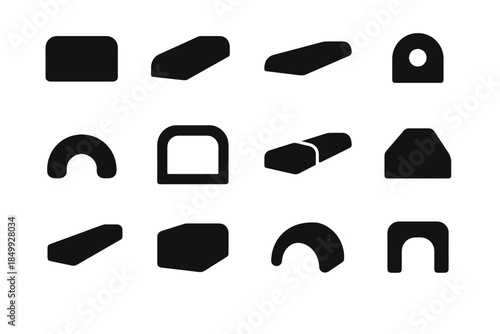 Iron contour end cap icon tile tidy vector arc bar hanger ridge