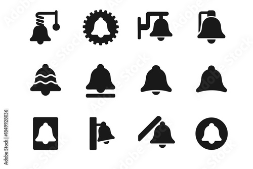 Vector spring bell icons inner panel plate ridge bar mechanism icon disc