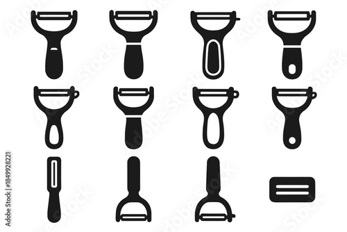 Panel icons plate strip icon peeling vector handle peeler line smooth kitchen