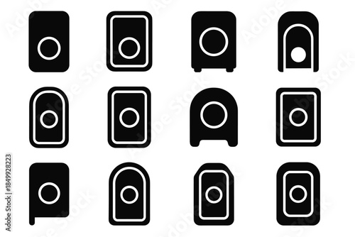 Band strip smooth line plate doorbell wireless ridge pads vector icon contour