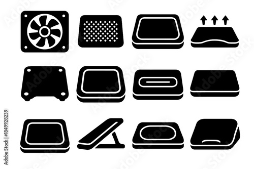 Vector stabilizer tile slab silent line contour icon laptop cooler ridge bar