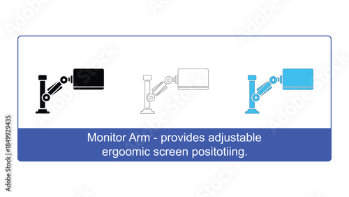 Monitor arm providing adjustable and ergonomic screen positioning