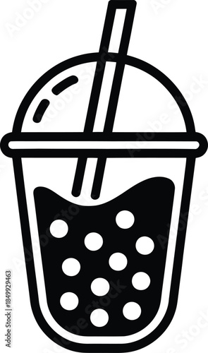Bubble Tea Cup Icon Illustration