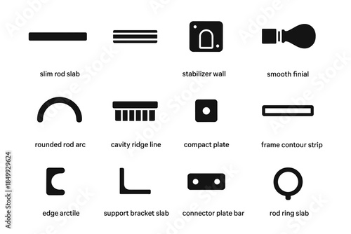 Slab stabilizer window compact cap icon curtain smooth vector line mount rod