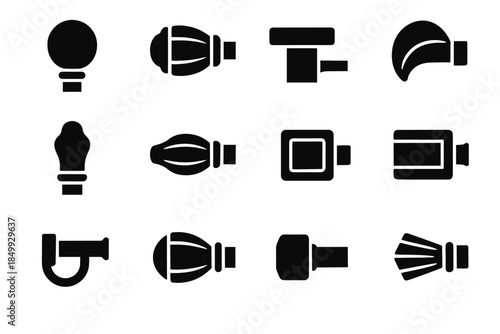 Icon rod smooth finials band curtain support tile arc line contour ridge