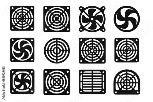 Vector grille contour desktop rounded edge icon slab fan frame strip support