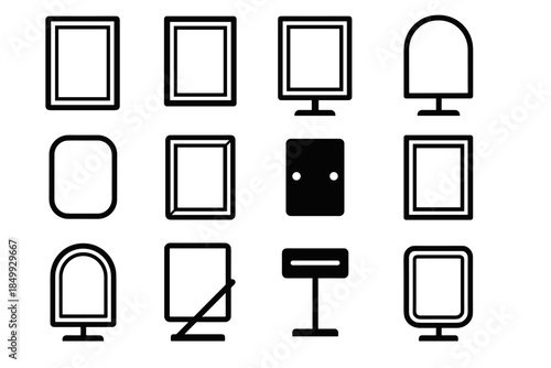 Icon plate ridge smooth compact frame vector slab cavity steel mirror metal
