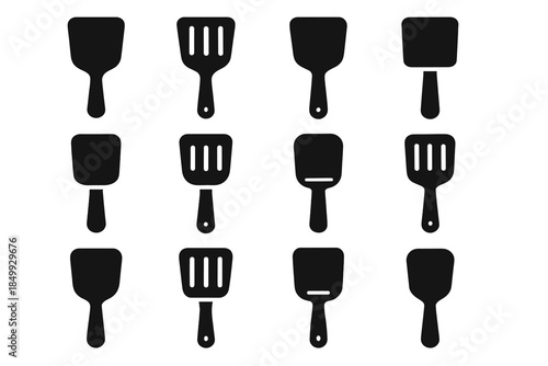 Wide icon spatula line plate smooth grid ridge tile rounded vector slab