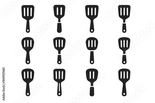 Strip frame ridge plate slotted arc stabilizer spatula bar vector icons icon